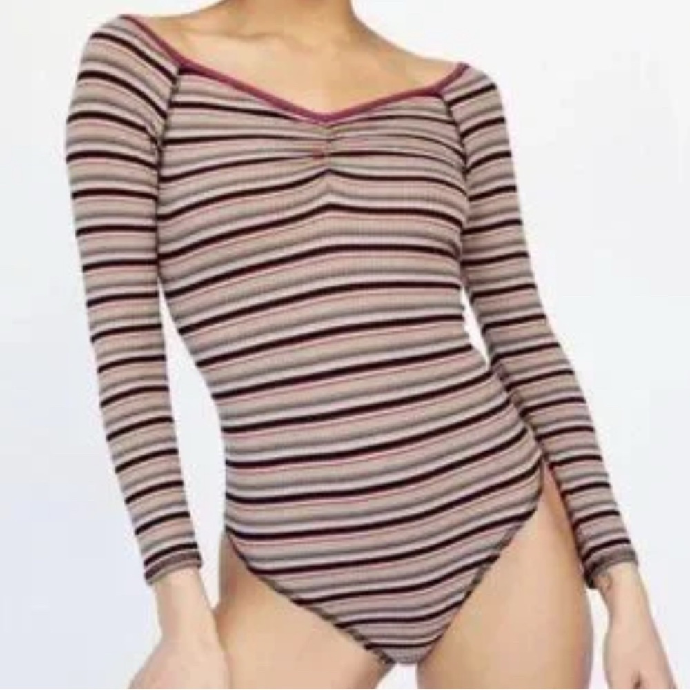 Intimately Free People Women's Put A Stripe On It Thong Bodysuit